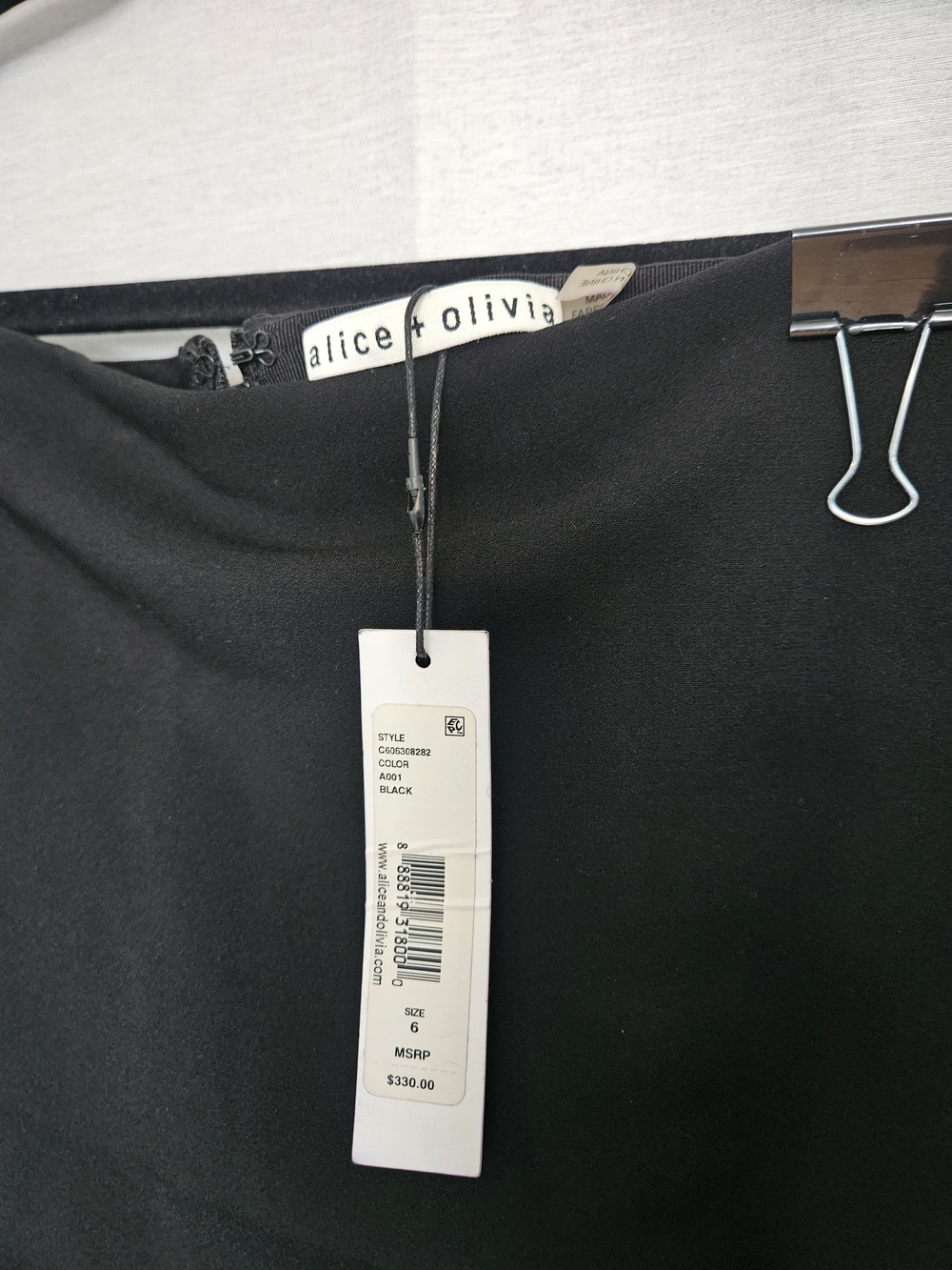 NWT Alice and Olivia Darcie Lambskin Trim Mini Skirt Black Size 4 or 6